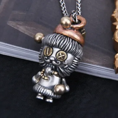 925 Sterling Silver Voodoo Doll Dwarf Santa Claus Figurine Necklace Pendant • $45.33