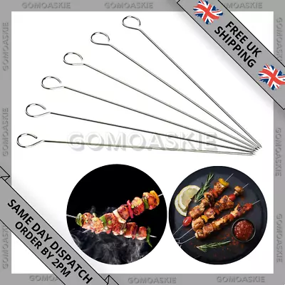 6x Metal BBQ Skewers Barbecue Meat Vegetable Kebab Shish Kitchen Grill Oven Cook • £3.45