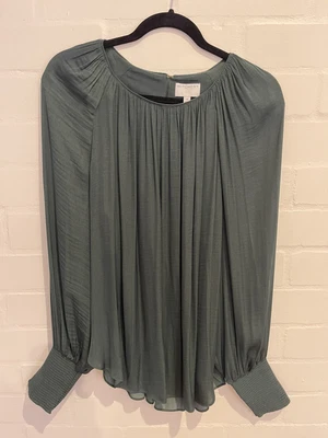 $29 • Buy Witchery Green Blouse Shirred Cuff Top Size 14
