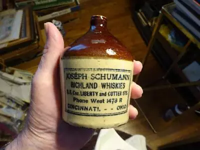 RARE PRE-PRO Miniature Stoneware Whiskey Jug  JOSEPH SCHUMANN  Cincinnati Ohio • $399.99