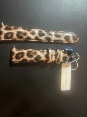 NEW MICHELE WHITE CHEETAH 20mm LEATHER WATCH STRAP - MS20AB350504 • $25