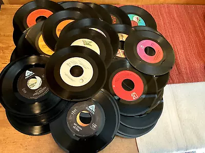 Lot Of 50 Loose  Vinyl  7  45RPM Records For Arts Crafts Decoration No Sleeves • $11.98