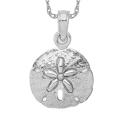 10K White Gold Sand Dollar Sea Star Starfish Necklace Charm Pendant • $122