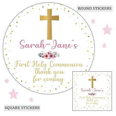 Personalised First Holy Communion Stickers Labels For Party Bag Thank You Gold  • £3.99