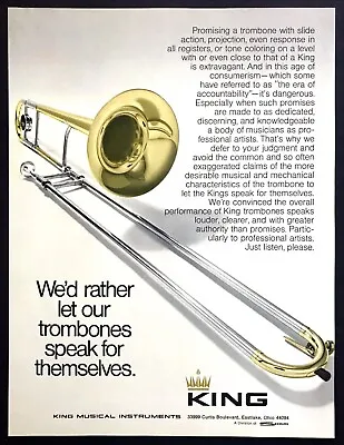 1974 King Trombone Photo  They Speak For Themselves  Vintage Print Ad • $7.99