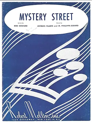 Vintage Sheet Music MYSTERY STREET Howard Plante & Gerard 1953 • $9.50