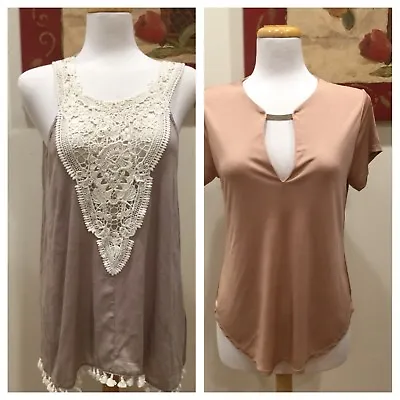 2 H & M Short Sleeved & LOVE Sleeveless Lace Tank Women's M & L New W Tag Lot  • $13.01