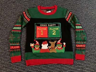 NWT Video Games Santa Reindeer Youth Petite Adult Ugly Xmas Christmas Sweater • $25