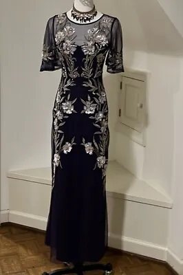 Aidan Mattox Midi Intricately Embroidered Cocktail Dress In Size 0 • $80