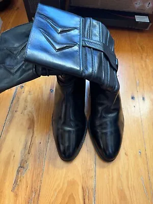 Men Moreschi Black Tall Leather Boots Size 8 Harness • $79.99