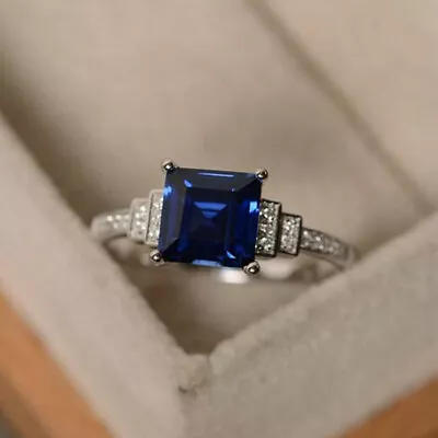 £3.59 • Buy Princess Cut Cubic Zircon Wedding Ring Women Jewelry 925 Silver Rings Sz 6-10