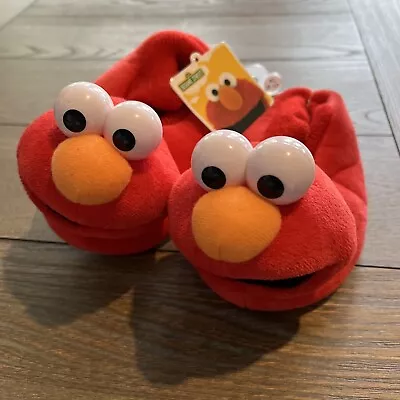 SESAME STREET Elmo Unisex Toddler Red Sole Gripper Slippers Size Large XL 9-10 • $13