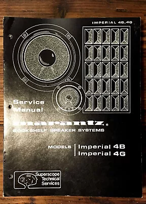 Marantz Imperial 4B 4G Speaker Service Manual *Original* • $14.97