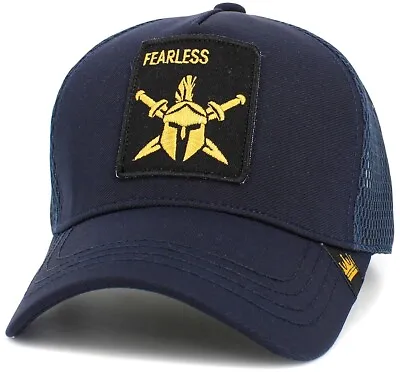 Fearless Spartan Helmet Molon Labe Blue Trucker Style Hat By KB Ethos • $19.99