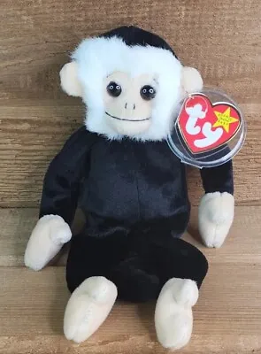 Ty Retired Beanie Baby Mooch Monkey 9.5  Beanbag Plush Black/White 1999 W/Tag • $5