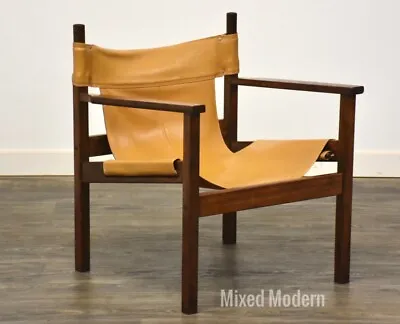 Safari Leather Sling Lounge Chair Mid Century Modern • $1400