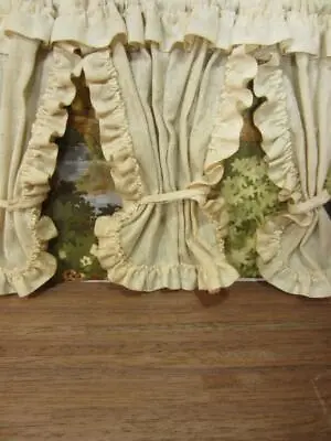 *Vintage Miniature Dollhouse Window Curtains Cottage Priscilla Style Double • $24.98