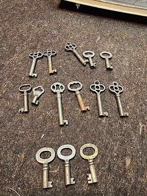 14 Vintage Lock Skelton Cabinet Keys And Scranton Pa Key Ring • $85