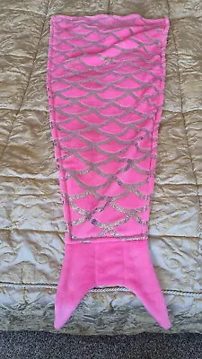 Mermaid Tail Snuggle Pink & Silver Sequin Design Blanket • £8