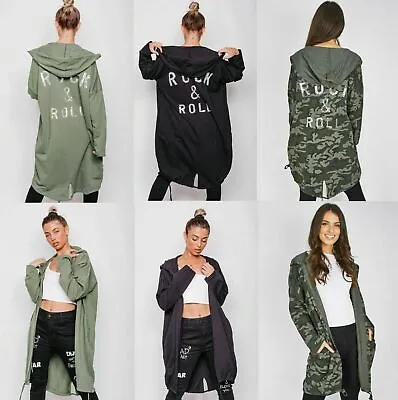 Women Rock & Roll Oversize Hoodie Sequin Camo Cardigan Ladies Jacket Hooded Top  • £19.99