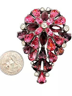 Vintage Eisenberg Original Domed Pink &Amethyst Teardrop & Marquise Rhinestones • $178.25