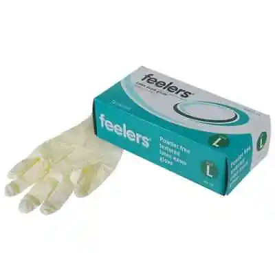 Feelers Powder Free Textured Latex Exam Gloves - Box Of 100 - Size Large • £5.94