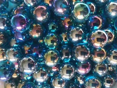 25 X LUSTERED LIGHT BLUE Glass Marbles 14mm Traditional Children's Game • £2.95