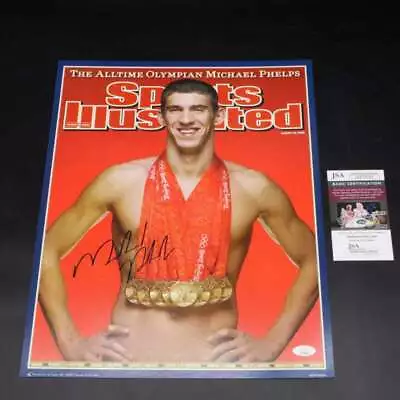 Michael Phelps Signed 2008 Sports Illustrated Cover Poster Auto JSA COA ZJ9713 • $99.99