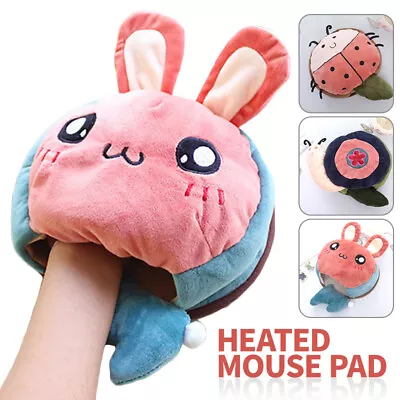 USB Heated Mouse Pad Cartoon Animals Warmer Hands Mat Office Working Lovely • £11.94