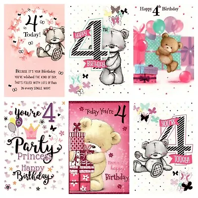 Girl's 4th Birthday ~ Today You're 4 ~ You're 4 Today ~ Birthday Card • £1.79