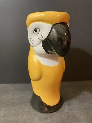 Yellow Parrot Macaw Bird Vase Hand Painted Ceramic Vtg 8” Tall • $15