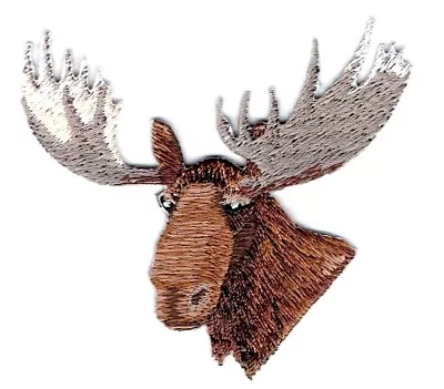 Moose Head - Natural Facing Left Hunting - Iron On Applique/Embroidered Patch • $3.99