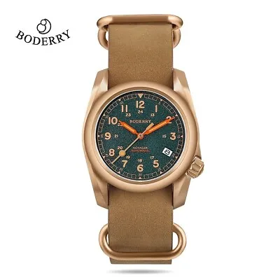 BODERRY Men Automatic Watch Bronze Mechanical Wristwatch 10ATM C3 Luminous NH35 • $149