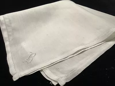 L1366++Vintage Linen Madeira Monogram “B” Gentlemen’s Men’s Pocket Handkerchief • $12.95