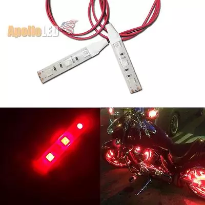 2x 12V 5050-SMD Red LED Strip Lights For Motorcycle Under Glow Accent Lighting • $7.99