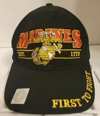 USMC Veteran Pride Mens Strapback Hat Ball Cap Embroidered Black • $13