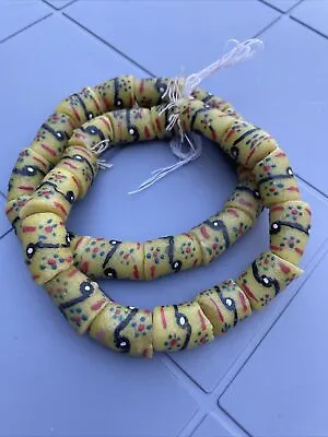 £12.99 • Buy African Krobo Beads, Hand Painted Recycled Glass Powder Beads,