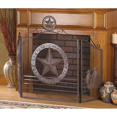 $89.82 • Buy Lone Star Texas Rustic Cowboy Mesh Iron Western Panel Fireplace Screen