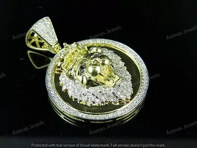 3.00Ct Round Moissanite Lion Head Medallion Charm Pendant 14K Yellow Gold Plated • $163.28