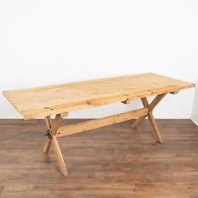 Antique Pine Farm Table Dining Table With Trestle Base Hungary Circa 1900's • $2700