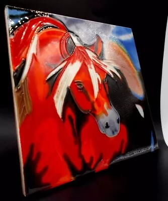 MARCIA BALDWIN Porcelain Ceramic Hand Painted HORSE Wall Tile Plaque 8 X 8 • $7.99