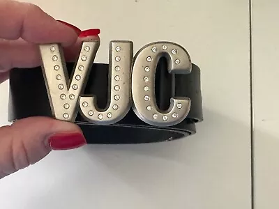 Genuine Leather  Black Versace Jeans Couture  Belt Silver Hardwear With Bling • $60