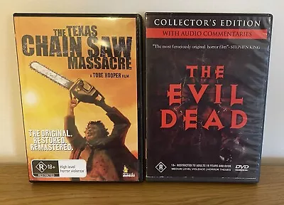 The Texas Chain Saw Massacre & The Evil Dead  Horror DVD X 2 Horror Movies R18+ • $26.50