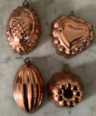 Vintage Mini Copper Cake Molds Different Shapes Wall Hanging Lot Of 4 • $25.45