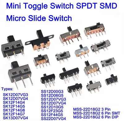 Mini Toggle Switch SPDT SMD Micro Slide Switch 2/3 Position 3/5/6 Pin SK SS MSS • $17.44