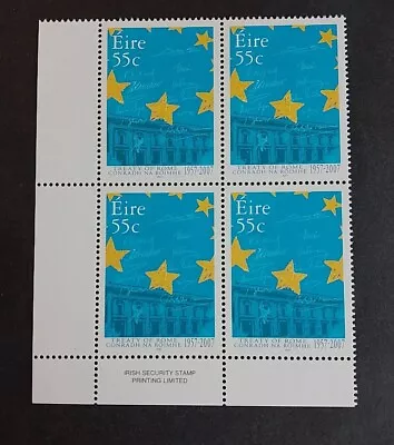 Ireland Stamps 2007 MNH Imprint Block ; Treaty Of Rome. • $1.85