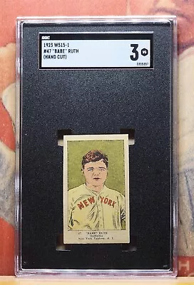 1923 W515-1 BABE RUTH Hand Cut Strip Card SGC 3 VG Good Centering YANKEES HOF • $4999.95