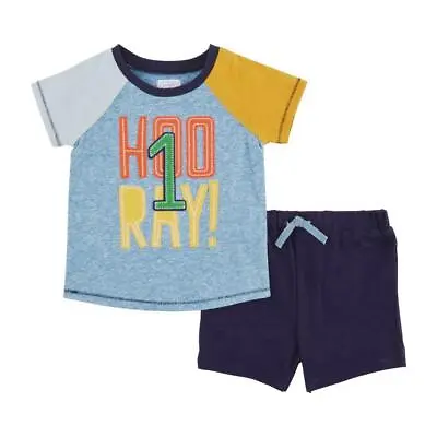 Mud Pie Kids HOORAY 1 Boys 1st Birthday Top And Shorts Set • $29.99