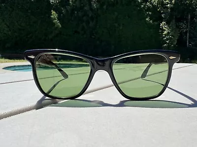 Vintage American Optical AO Saratoga Calobar Glass Sunglasses JFK Black 25-51 • $99