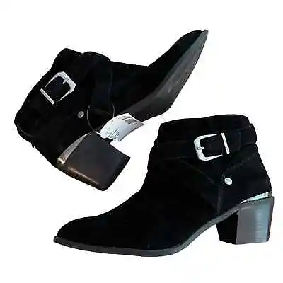 Essex Lane Nara Black Suede Leather Bootie Boots Shoes Size 7 New Without Box • $35